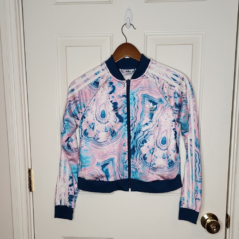 Adidas Originals Girls Marble Cropped Superstar Track Jacket Size M